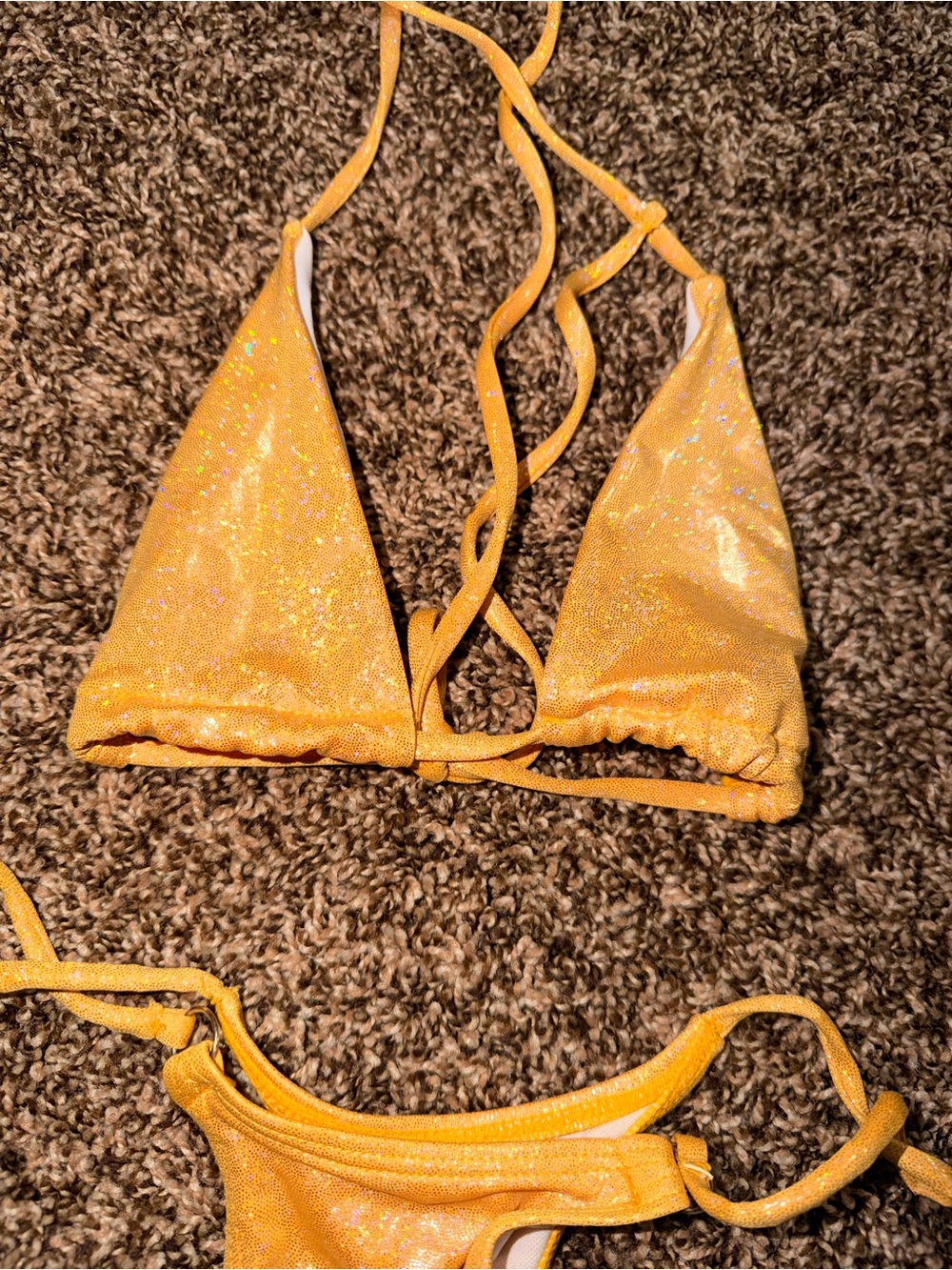 SHINY GOLD SPARKLY MICRO BIKINI - Picture 3 of 3